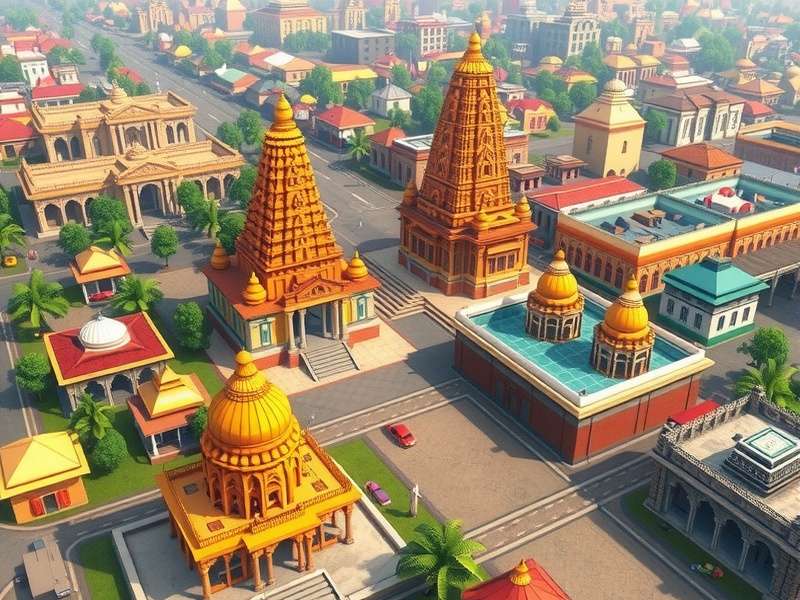 Gattu City Builder regional content packs showing different Indian architectural styles
